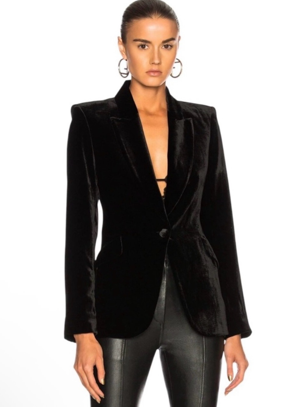 L'Agence Chamberlain Black Velvet Blazer